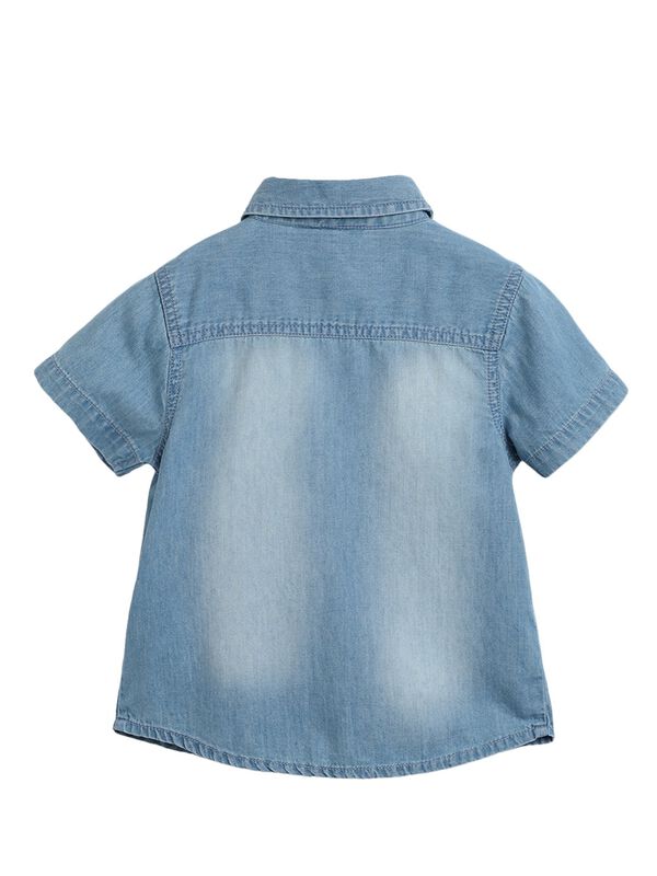 Boys Medium Light Blue Short Sleeve Woven Shirt image number 2